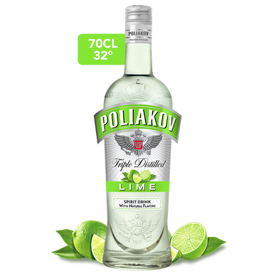 Boisson à base de vodka aromatisée citron vert, POLIAKOV lime, 32°, 70cl
