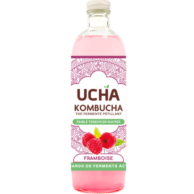 Kombucha thé fermenté pétillant framboise vivify UCHA bouteille 75cl