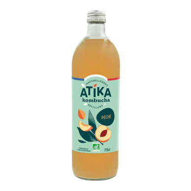 Kombucha à la pêche BIO ATIKA 75cl-verre