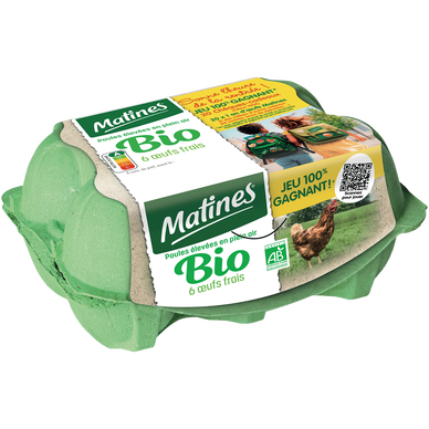 Oeufs Bio Plein Air MATINES - Boîte de 6