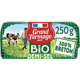 Beurre moulé BIO demi-sel 100% Breton 80% de matière grasse GRAND FERMAGE, plaquette de 250g