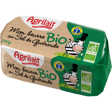 Beurre moulé demi-sel bio AGRILAIT - plaquette 250g