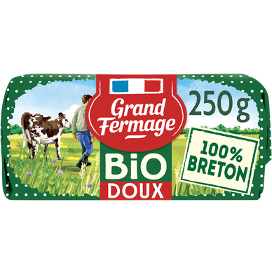 Beurre doux moulé bio 82% de matière grasse GRAND FERMAGE, plaquette de 250g