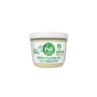 Crème fraîche bio de Normandie VRAI, 38%MG - 20cl