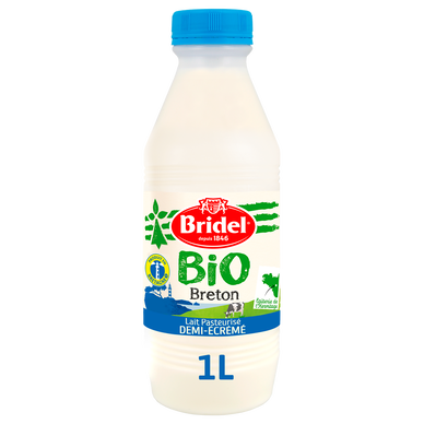 Lait demi-écrémé pasteurisé bio BRIDEL, 1l