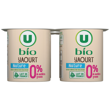 Yaourt nature maigre  0% de MG, pack de 500g