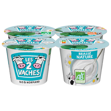 Yaourt brassé nature bio LES 2 VACHES - 4x115g