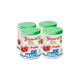 Yaourt au lait entier arômatisé fraise bio MALO, 4x125g 500g