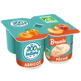 Yaourt brassé au lait entier sucré 2 abricots 2 pêches 300 & BIO, 4x125g