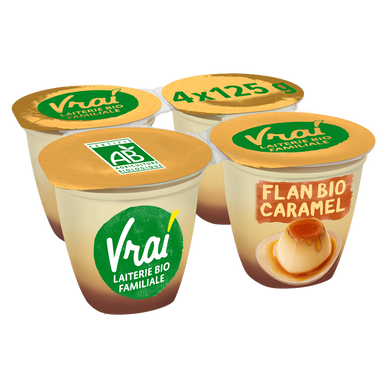 Flan bio nappé caramel VRAI, 4x125g