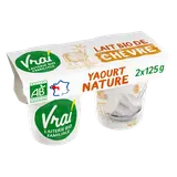 Yaourt nature au lait de chèvre bio VRAI, pack de 125g