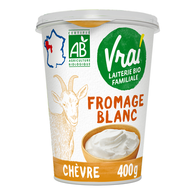 Fromage blanc nature au lait de chèvre BIO VRAI, pot de 400g