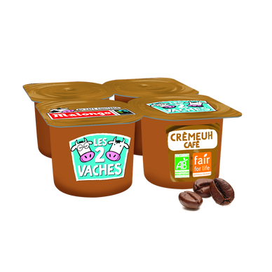 Crème dessert café bio LES 2 VACHES - 4x95g