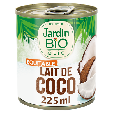 Lait de coco bio JARDIN BIO, boîte de 225ml