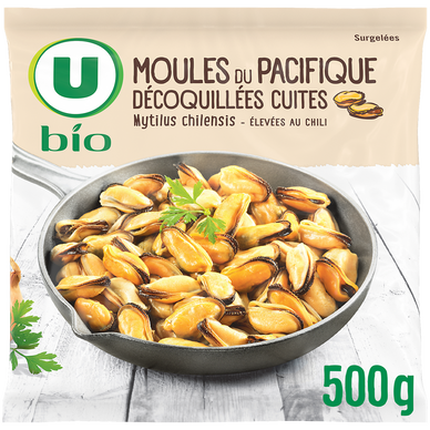 Moules du Pacifique décoquillées cuites bio U BIO 500g