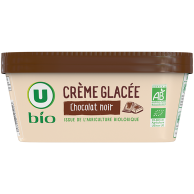 Crème glacé chocolat noir U BIO bac 495g
