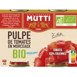 Pulpe de tomate en morceaux bio MUTTI, boîte 2x400g