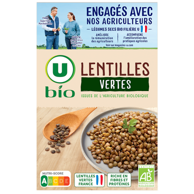 Lentilles vertes U BIO, paquet de 500g