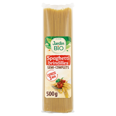 Pâtes Spaghetti semi-complets express JARDIN BIOLOGIQUE bio 500g