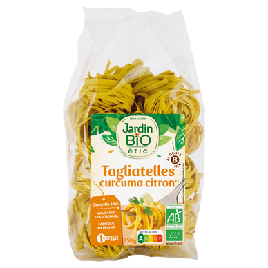 Pâtes Tagliatelles blé curcuma et citron bio JARDIN BIO 250g