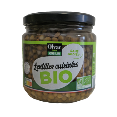 Lentilles vertes cuisinées Bio OLVAC - Bocal 410g