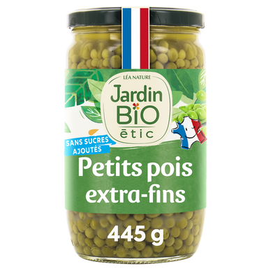 Petits pois très fins bio JARDIN BIO - Bocal 450g