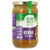 Korma de légumes bio JARDIN BIO, bocal verre 650g