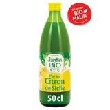 Pur jus de citron Bio origine Sicile JARDIN BIO, bouteille de 50cl