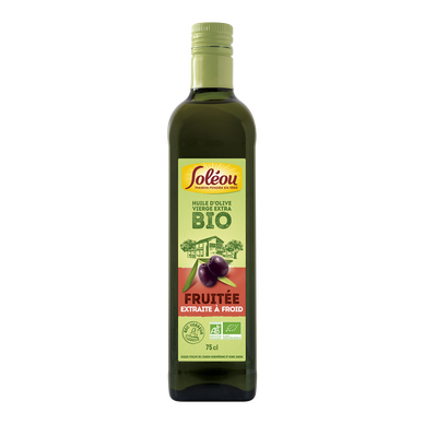 Huile d'olive vierge extra bio Fruttato SOLEOU, Bouteille 75cL