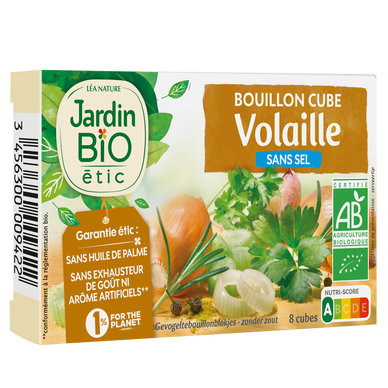 Bouillon cube de volaille sans sel bio JARDIN BIO 8x9g 72g