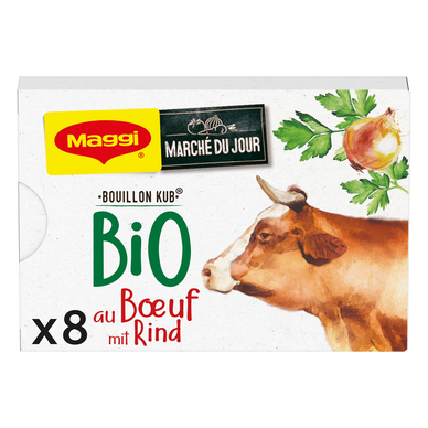 Bouillon cube bio boeuf MAGGI, boites de 8 cubes, 80g