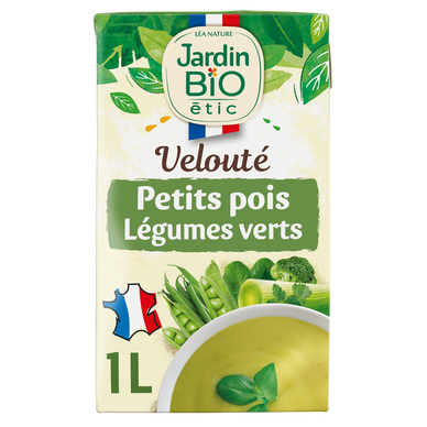 Velouté petits pois légumes verts bio JARDIN BIO brique 1L