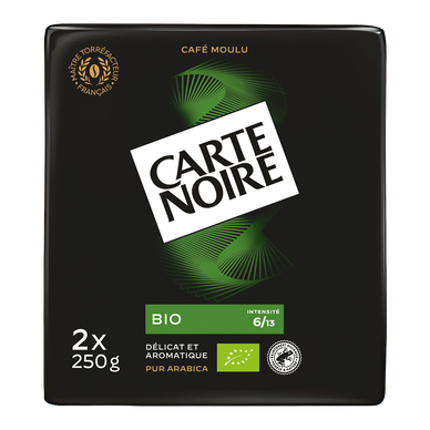 Café moulu CARTE NOIRE Bio 100% arabica - 2x250g