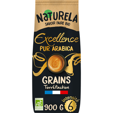 Café en grains excellence pur arabica bio NATURELA - 900g