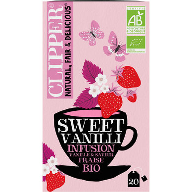 Infusion sweet vanille & saveur fraise bio CLIPPER, étui x 20 sachets,40g