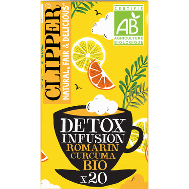 Infusion détox romarin curcuma saveur agrumes bio CLIPPER, étui de 20sachets, 44g
