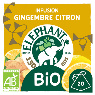 Infusion bio gingembre citron ELEPHANT - 20 sachets - 34g