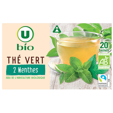 Thé vert saveur 2 menthes U BIO 34g