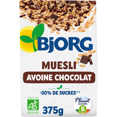 Céréales Muesli avoine et chocolat bio BJORG - 375g