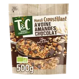 Muesli croustillant avoine amande chocolat bio TERRES ET CEREALES, 500g