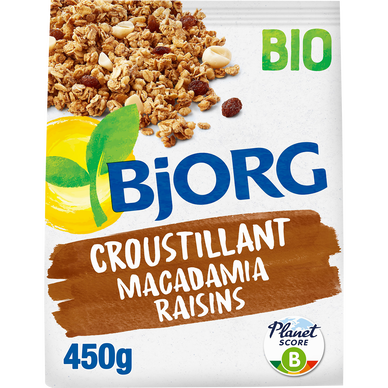 Croustillant macadamia raisins bio BORG, 450g