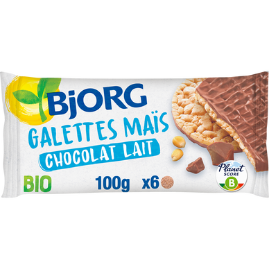 Galettes maïs Chocolat au lait BIO Sans gluten BJORG - Paquet de  100g