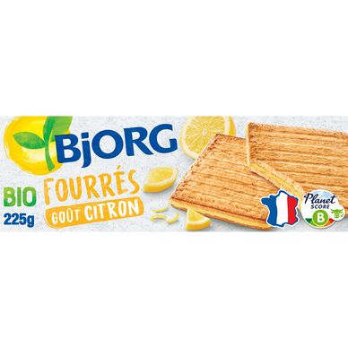 Biscuits bio fourrés Citron BJORG - Paquet 225g