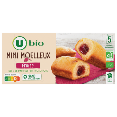 Gâteaux Mini moelleux bio fourré fraise 5x28g 140g