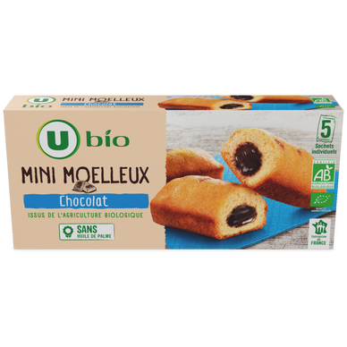 Gâteaux Mini moelleux bio fourrés au chocolat 5 unités de 28g - 140g