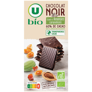 Tablette de chocolat noir aux amandes  100g