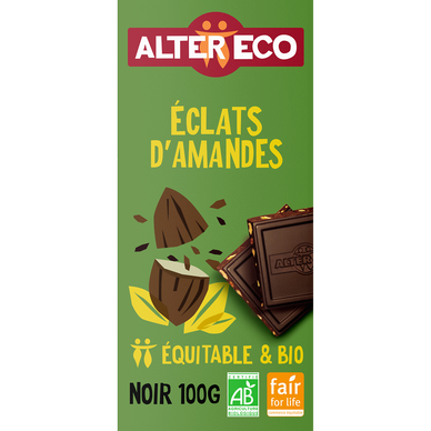 Chocolat noir bio aux amandes ALTER ECO, tablette de 100g