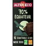 Chocolat noir équateur 70% Bio ALTER ECO, tablette de 100g