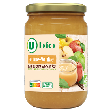 Purée de pomme vanille sans sucre ajouté, bocal 625g