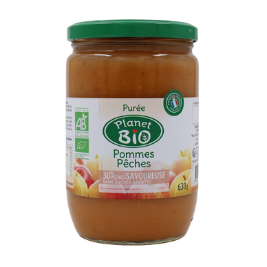 Purée pommes pêches PLANET BIO 630g